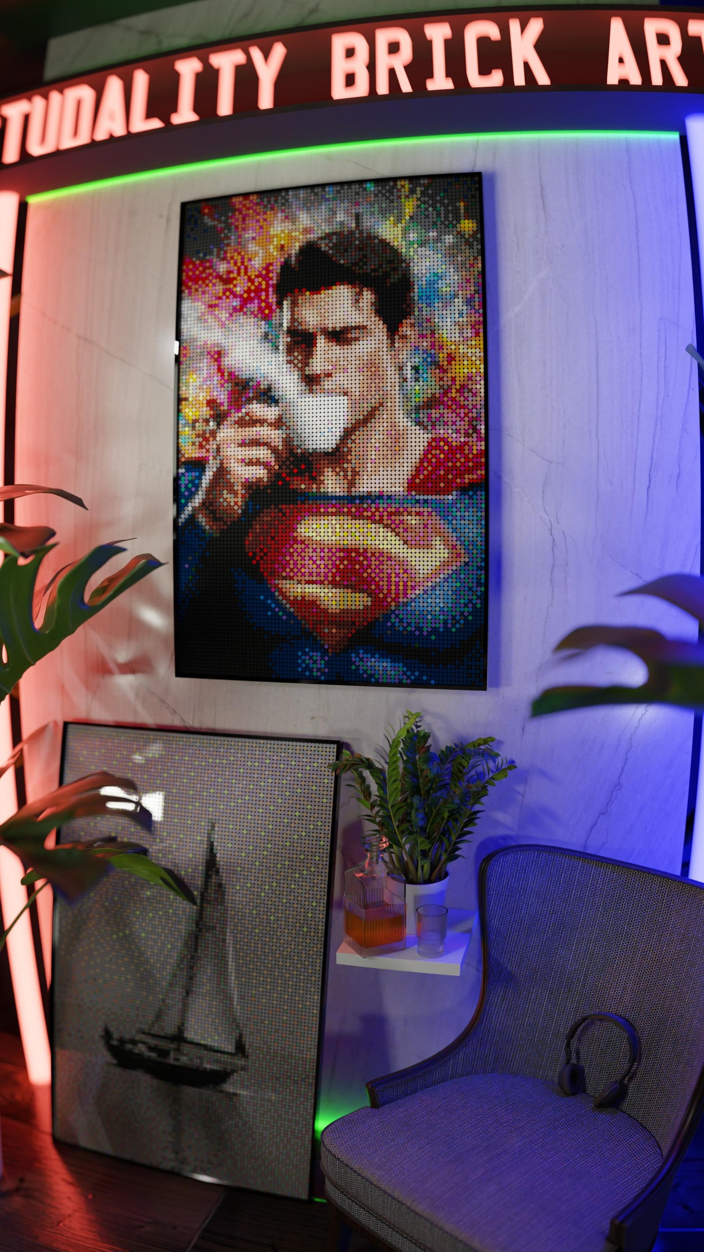 Superman LEGO® Style mosaic kit with clear building instructions